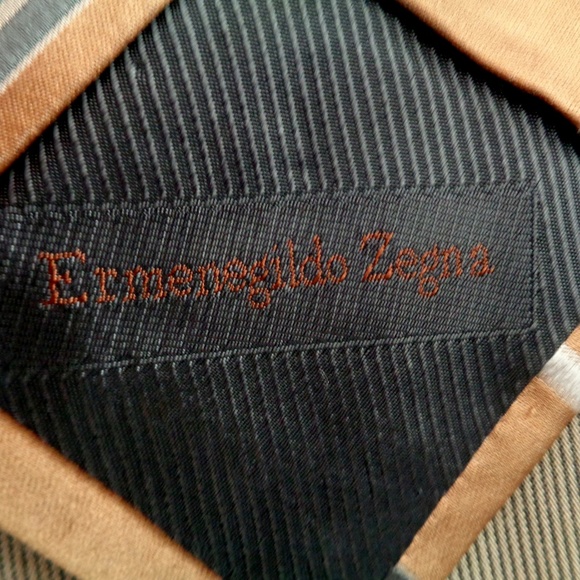 ERMENEGILDO ZEGNA SILK TIE GOLDEN BROWN STRIPED 59 - Picture 7 of 8
